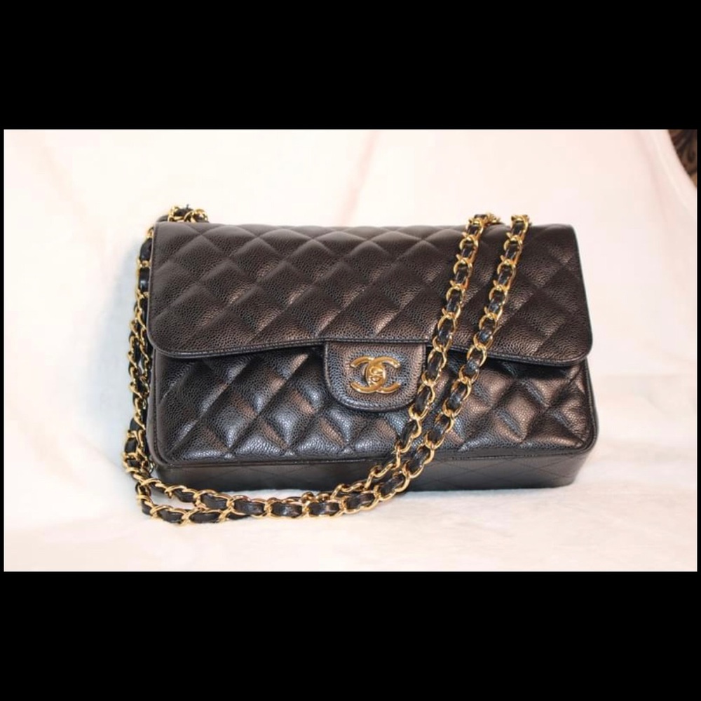 Chanel Jumbo caviar black double flap bag